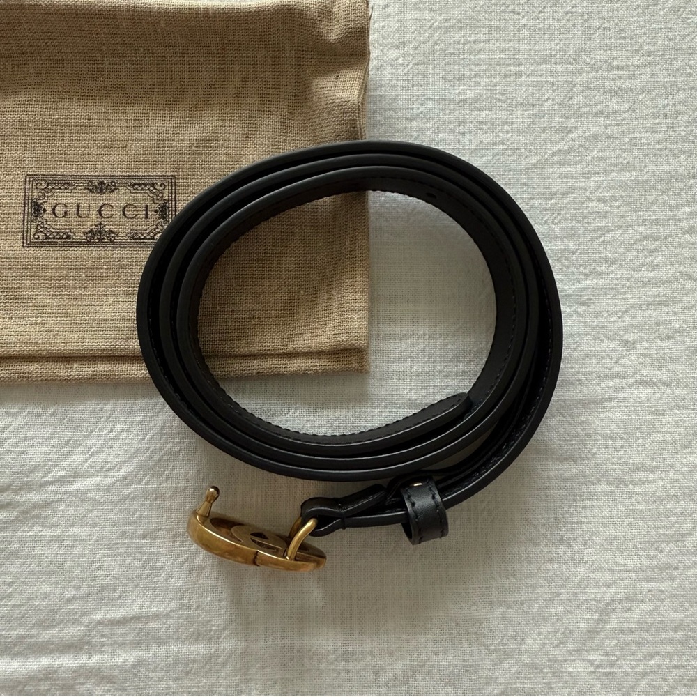 Gucci GG Marmont Thin Belt black leather❤️ - Picture 2 of 8